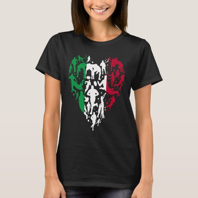 Camiseta Italy Rugby Love Heart Italian Rugby Fan (Anverso)