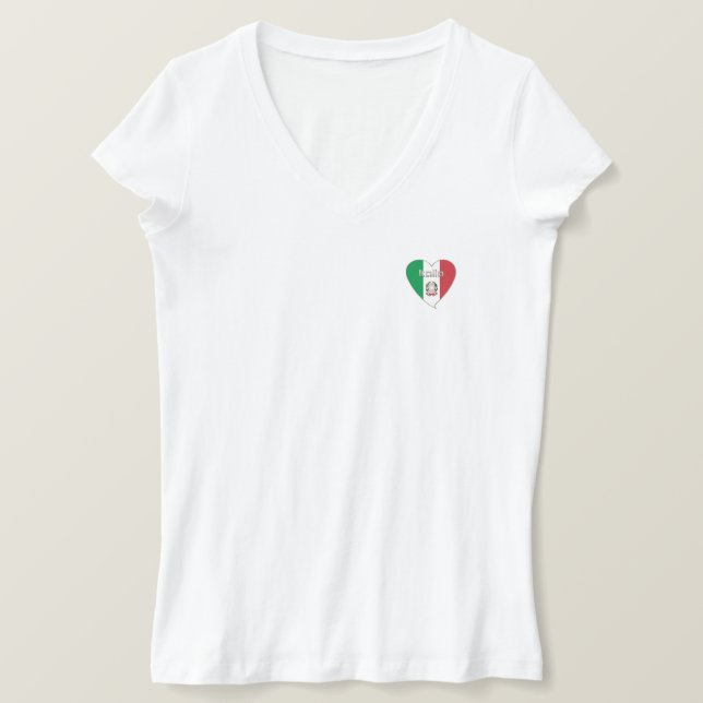Camiseta Italy Souvenir ITALIA BANDERA nacional en corazón (Anverso del diseño)