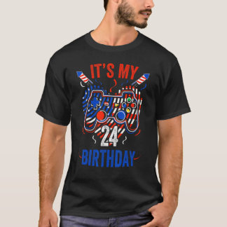 Camiseta It's 4th Of July And My 24th Birthday Gamer Us