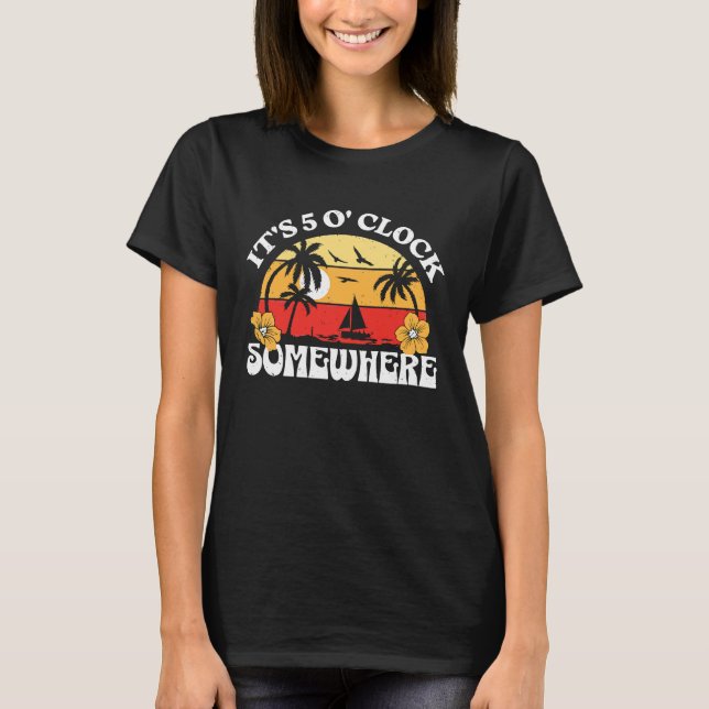 Camiseta It's 5 O'Clock Somewhere Summer Beach Retro Sunset (Anverso)