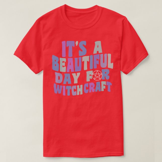 Camiseta It's A Beautiful Day For Witchcraft Retro Witch Ac (Diseño del anverso)