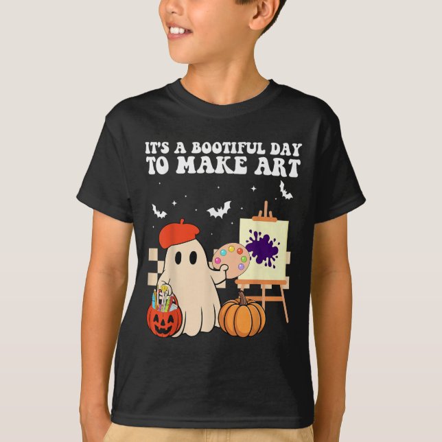 Camiseta It's A Bootiful Day To Make Art Groovy Art Teacher (Anverso)
