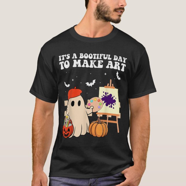 Camiseta It's A Bootiful Day To Make Art Groovy Art Teacher (Anverso)