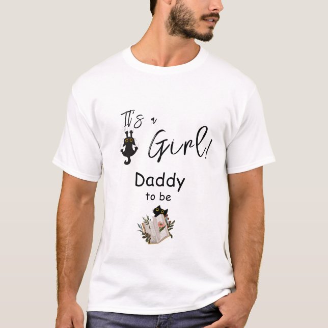 Camiseta It's a Girl! Cute gato negro y papi de libro (Anverso)