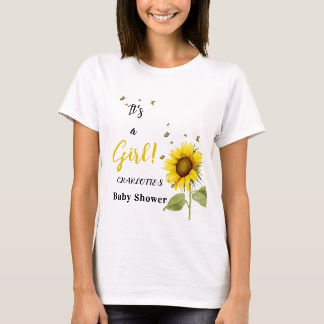 Camiseta It's a Girl! Girasol con familia de mariposas (Anverso)