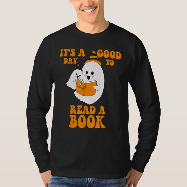 Camiseta It's A Good Day To Read A Book Ghost Reading Book  (Anverso)