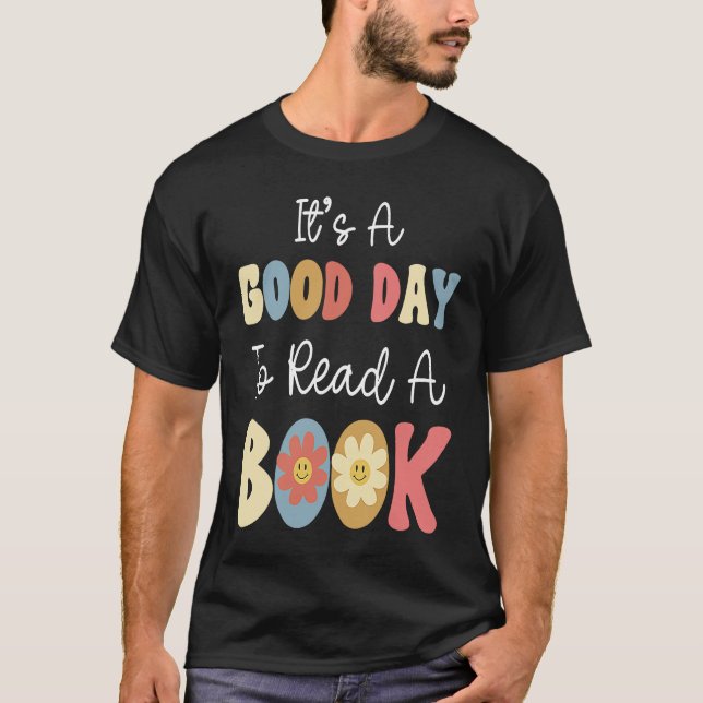 Camiseta It's A Good Day To Read A Book Retro Groovy Librar (Anverso)