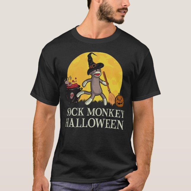 Camiseta It's a Sock Monkey Halloween Sock Monkey Witch (Anverso)
