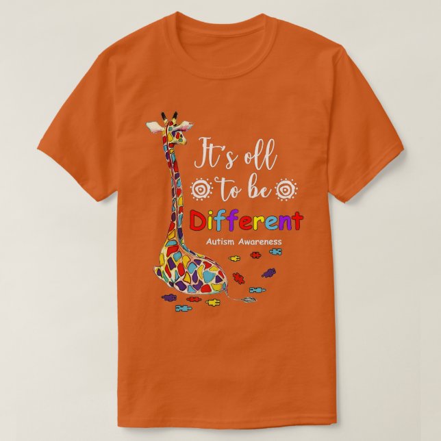 Camiseta Its All To Be Different Autism Awareness, giraffe  (Diseño del anverso)
