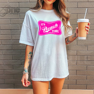 Camiseta It's Beach Time T-Shirt – Retro Pink Summer Shirt 