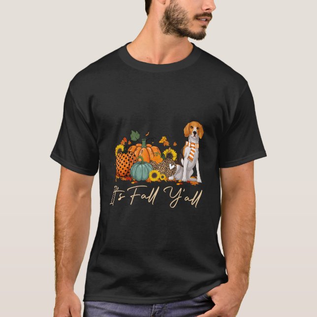 Camiseta It'S Fall Y'All Beagle Leopard Pumpkin Halloween F (Anverso)