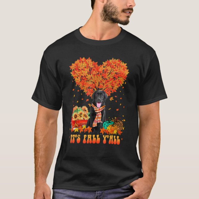 Camiseta It's Fall Y'all Black Labrador Dog Pumpkin Autumn  (Anverso)