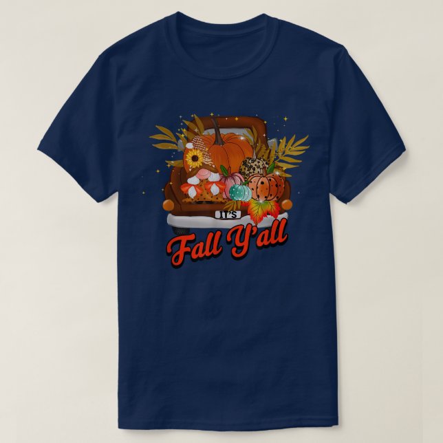 Camiseta It's Fall Y'all Cute Gnomes Truck Thanksgiving Aut (Diseño del anverso)