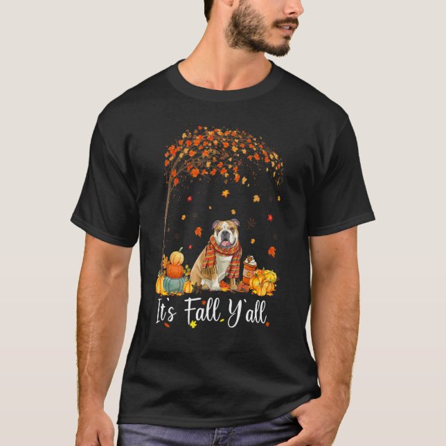 Camiseta It's Fall Y'all English Bulldog   Thanksgiving Par (Anverso)