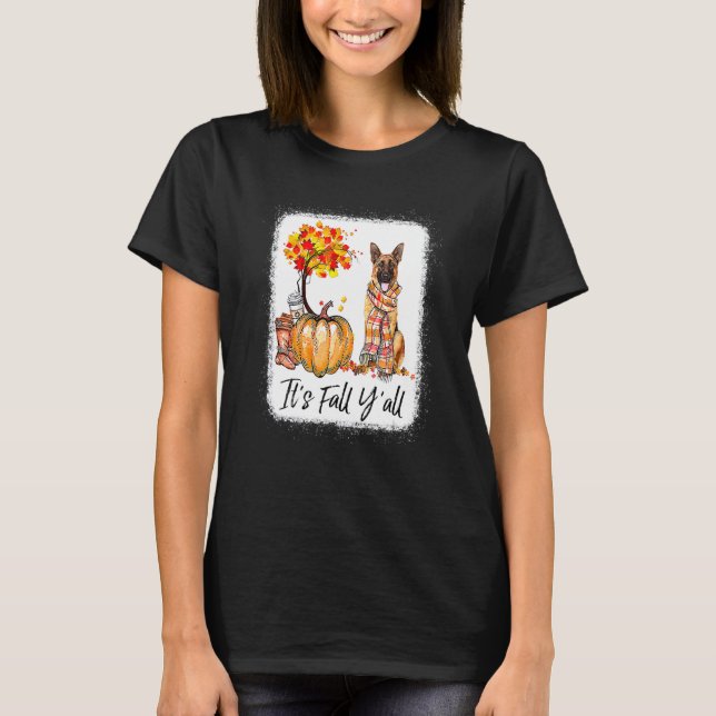 Camiseta It's Fall Y'all German Shepherd Dog Halloween Than (Anverso)