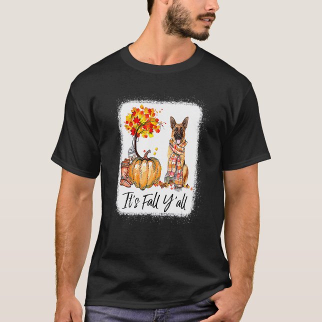 Camiseta It's Fall Y'all German Shepherd Dog Halloween Than (Anverso)