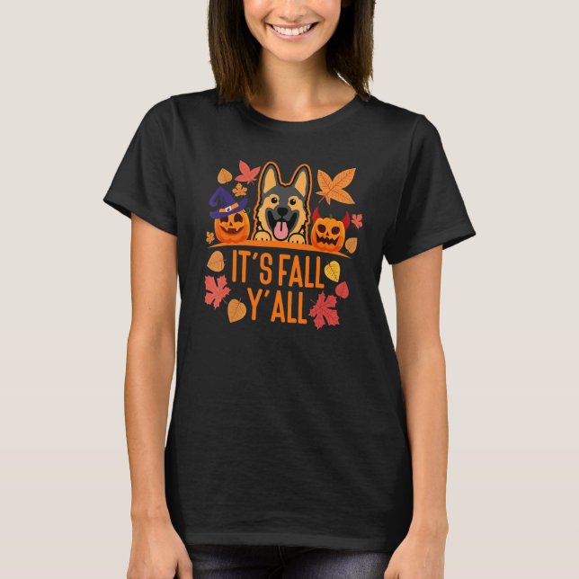Camiseta Its fall yall German Shepherd puppy 5 (Anverso)