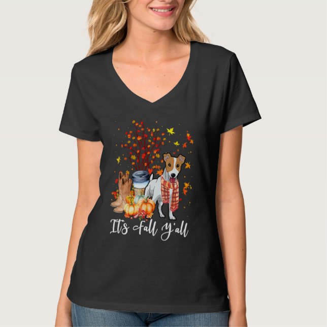 Camiseta It's Fall Y'all Jack Russell Terrier Dog Pumpkin F (Anverso)