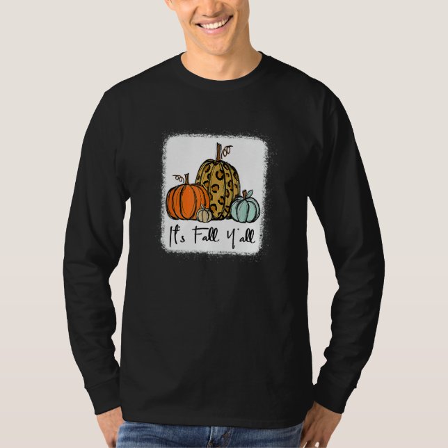 Camiseta It's Fall Y'all Leopard Pumpkin Happy Thanksgiving (Anverso)