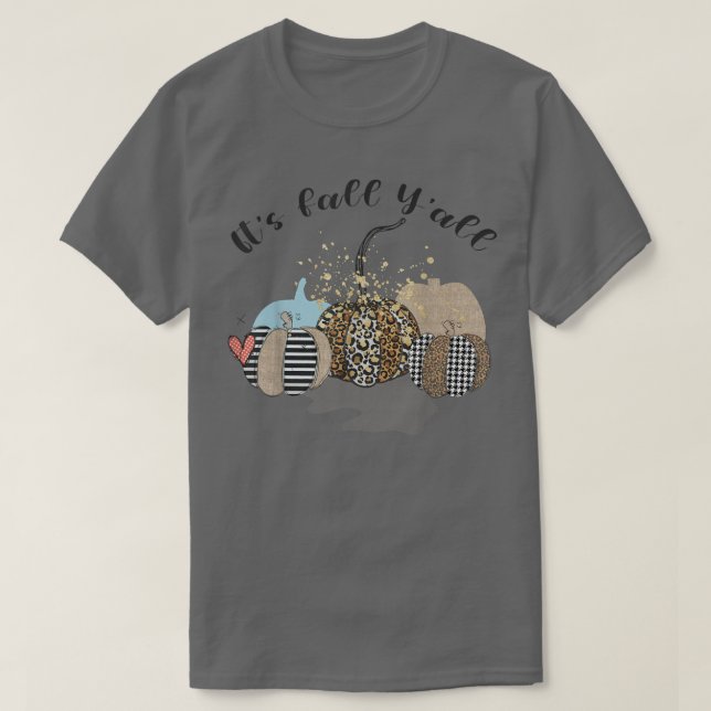 Camiseta Its Fall Yall Leopard Pumpkins Autumn Vibes Thanks (Diseño del anverso)
