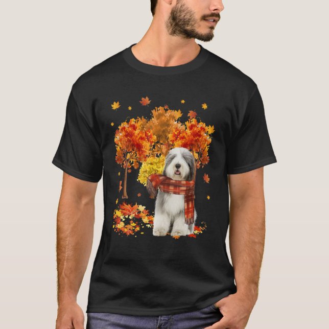 Camiseta It's Fall Y'all Old English Sheepdog Autumn Tree F (Anverso)