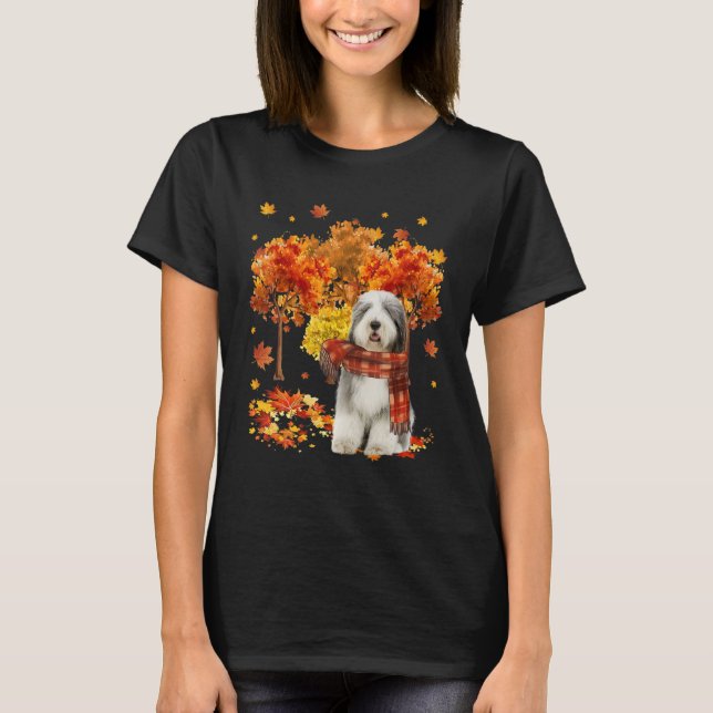 Camiseta It's Fall Y'all Old English Sheepdog Autumn Tree F (Anverso)