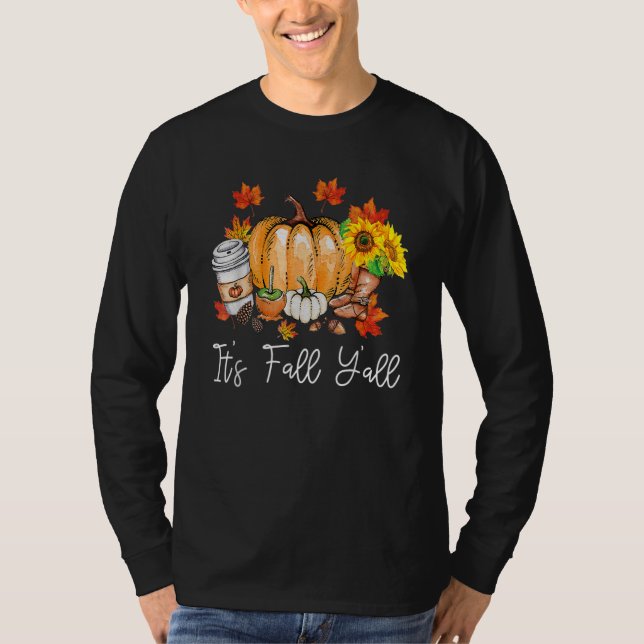 Camiseta It's Fall Yall Pumpkin Leopard Halloween Autumn Th (Anverso)