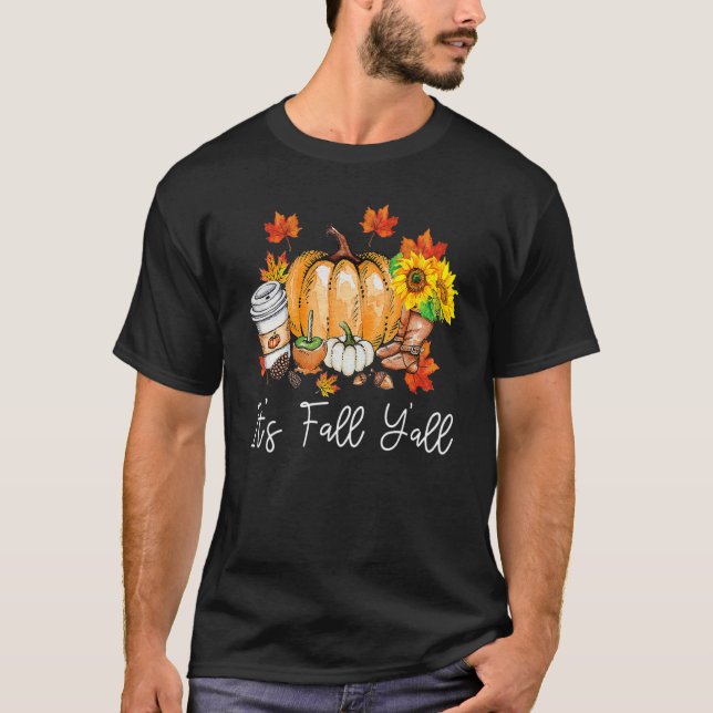 Camiseta It's Fall Yall Pumpkin Leopard Halloween Autumn Th (Anverso)