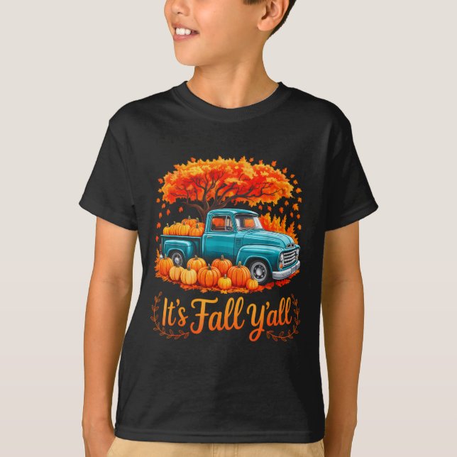 Camiseta It's Fall Y'all Pumpkin Truck Autumn Thanksgiving  (Anverso)