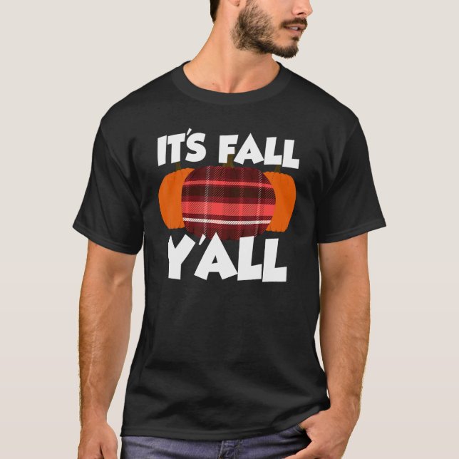 Camiseta It's Fall Y'all Thanksgiving Pumpkin Flannel (Anverso)