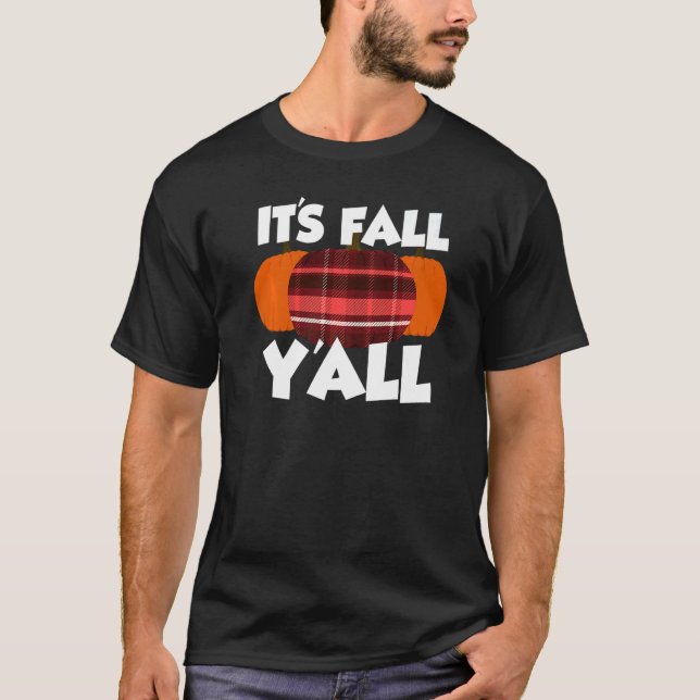 Camiseta It's Fall Y'all Thanksgiving Pumpkin Flannel  3 (Anverso)
