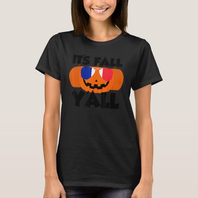 Camiseta It's Fall Y'all Thanksgiving Pumpkin France Glasse (Anverso)