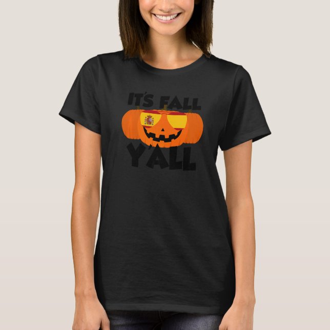 Camiseta It's Fall Y'all Thanksgiving Pumpkin Spain Glasses (Anverso)