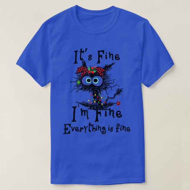 Camiseta Its Fine Im Fine Black Cat Christmas  (Diseño del anverso)