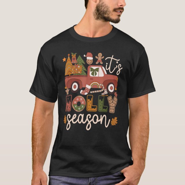 Camiseta It's Holly Season 60s 70s Retro Hippie Christmas (Anverso)