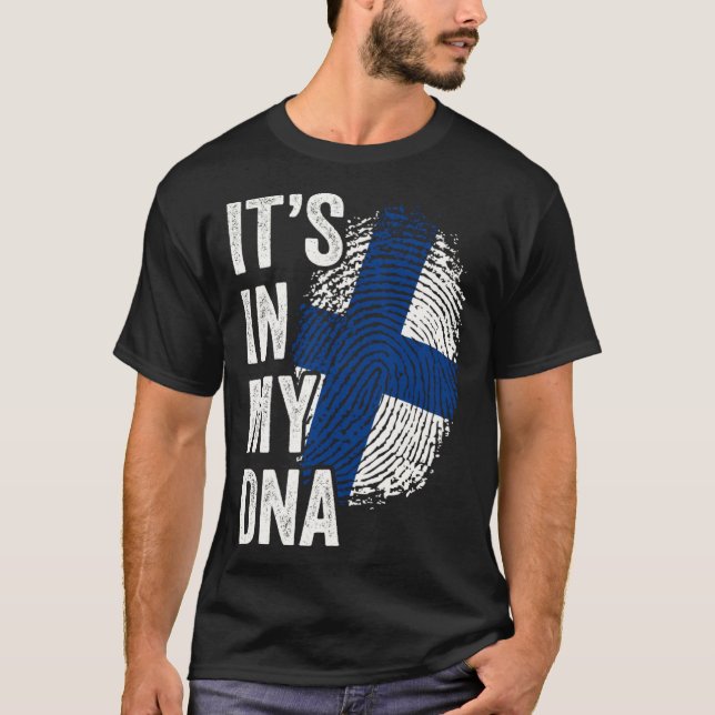 Camiseta ITS IN MY DNA Finland Flag Finnish Roots Pride Gen (Anverso)