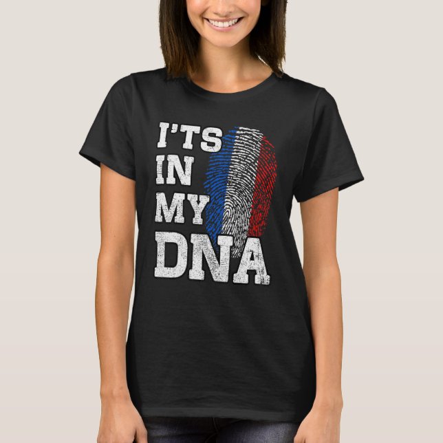 Camiseta It's In My DNA French Fingerprint Proud France Fla (Anverso)
