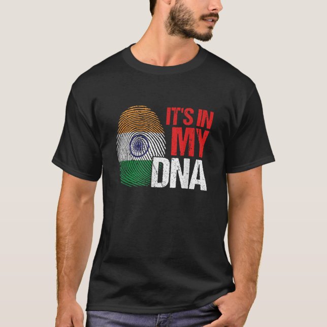 Camiseta Its In My DNA India Flag Country Fingerprint Patri (Anverso)