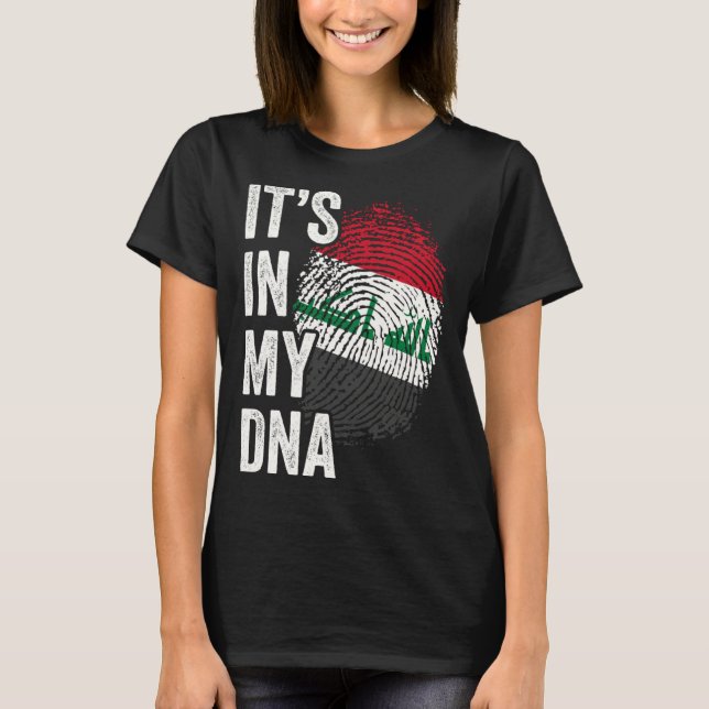 Camiseta ITS IN MY DNA Iraq Flag Iraqi Roots Pride Genetic (Anverso)
