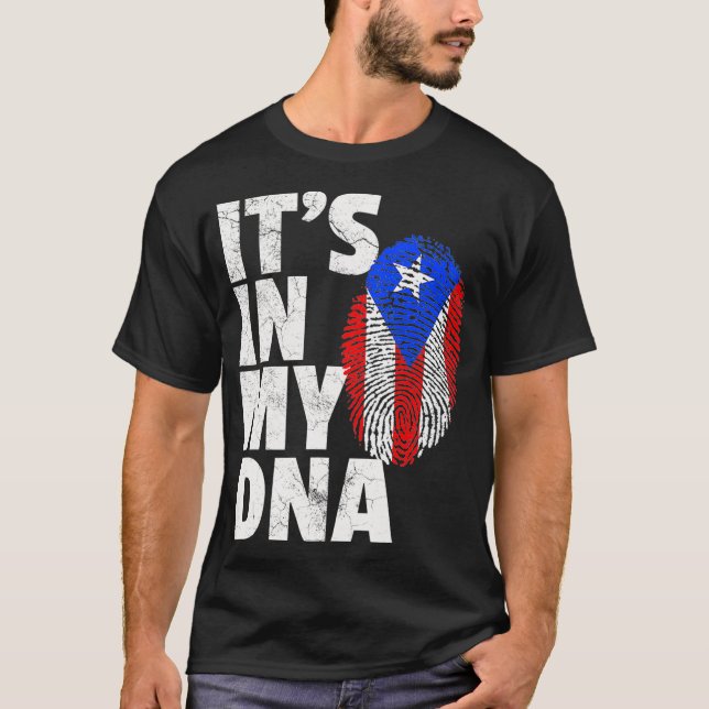 Camiseta ITS IN MY DNA Puerto Rico Rican Flag T Shirt Men (Anverso)