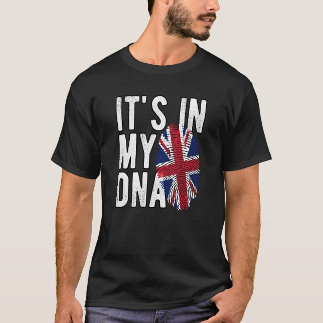 Camiseta It's In My DNA Union Jack Fingerprint British Isle (Anverso)