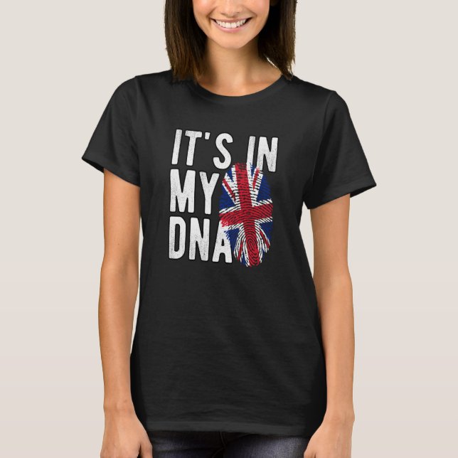 Camiseta It's In My DNA Union Jack Fingerprint British Isle (Anverso)