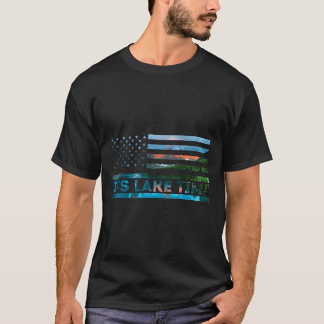 Camiseta It's Lake Time Sunset American Flag Summer Vacatio (Anverso)