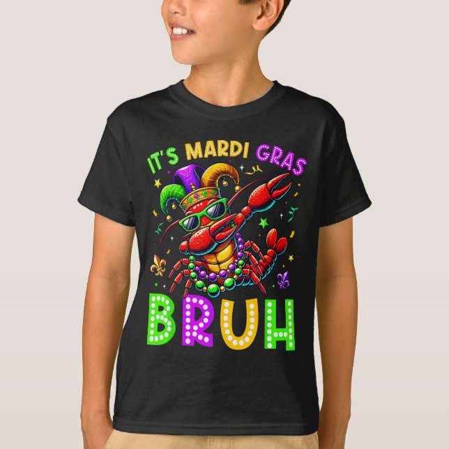 Camiseta It's Mardi Gras Bruh Dabbing Crawfish Carnival Boy (Anverso)