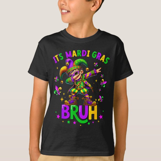 Camiseta It's Mardi Gras Bruh Dabbing Leprechaun Jester New (Anverso)