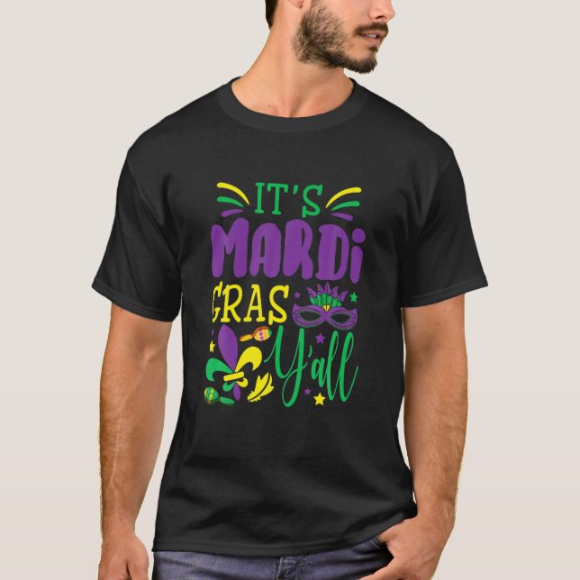 Camiseta It's Mardi Gras Yall Mardi Gras Party Mask (Anverso)