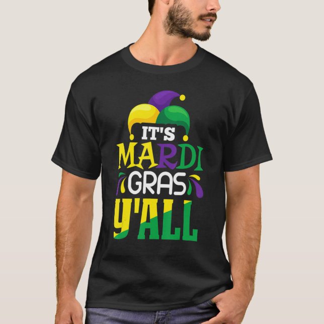 Camiseta Its Mardi Gras Yall Tee Mardi Gras Party Mask Cost (Anverso)