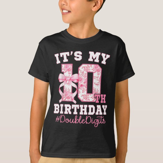 Camiseta Its My 10th Birthday Girl Double Digits Coquette B (Anverso)