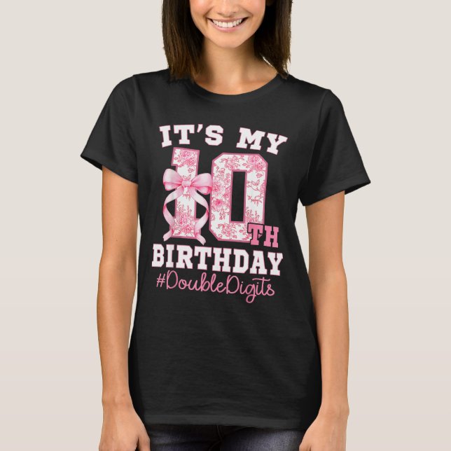 Camiseta Its My 10th Birthday Girl Double Digits Coquette B (Anverso)