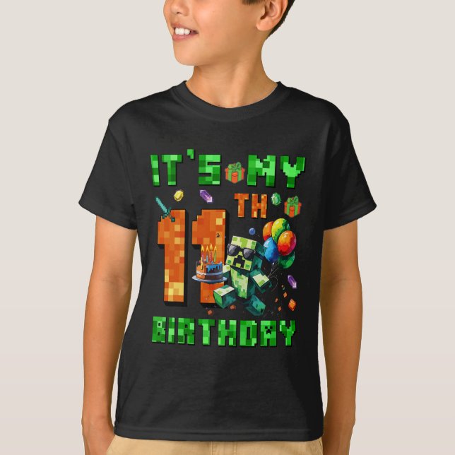 Camiseta It's My 11th Birthday Pixel Number Video Game Game (Anverso)